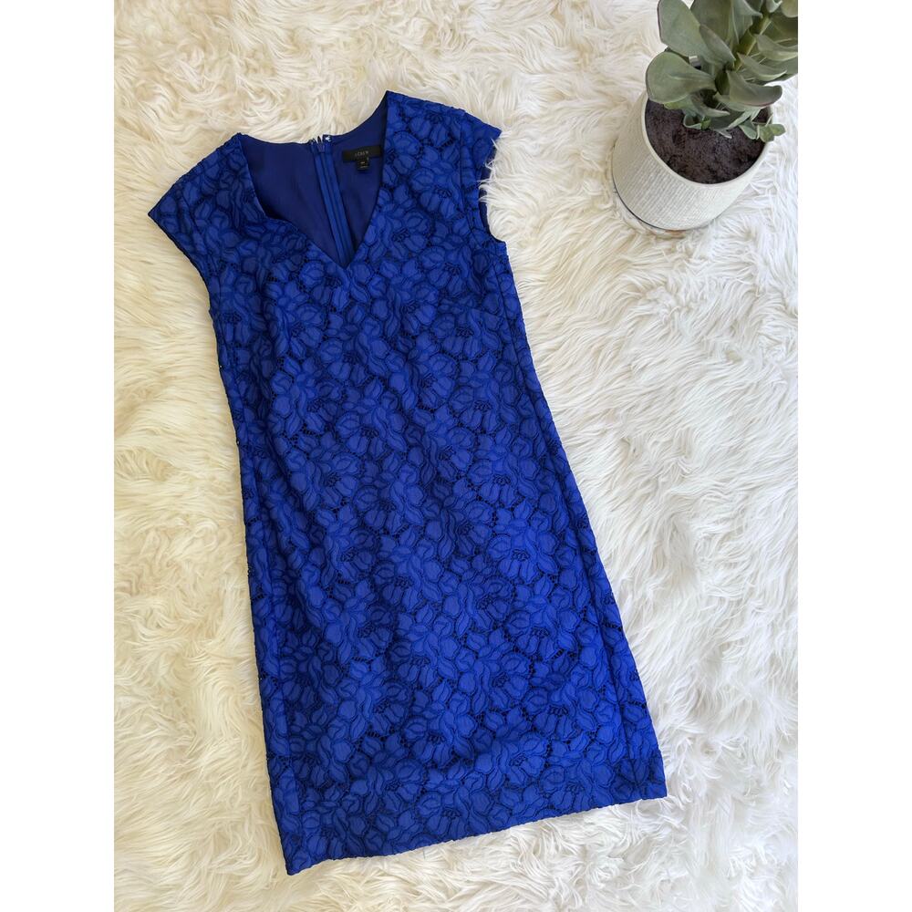 J. Crew Royal Blue Lace Shift Dress